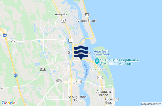 Mappa delle Getijden in St. Augustine (City Dock), United States