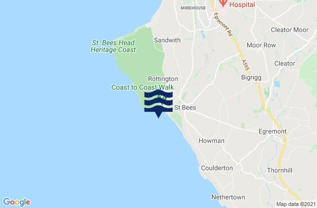 Mappa delle Getijden in St. Bees Beach Seafront, United Kingdom