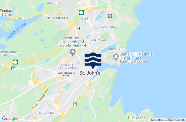 Mappa delle Getijden in St. John's, Canada