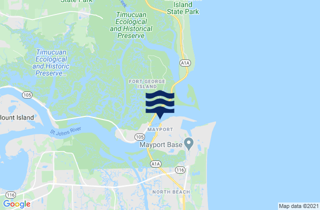 Mappa delle Getijden in St. Johns River at Bar Pilot Dock, United States