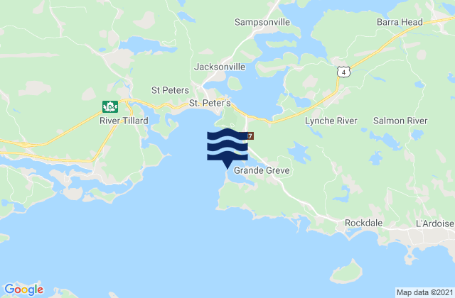 Mappa delle Getijden in St. Peter Bay, Canada