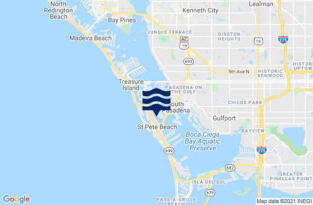 Mappa delle Getijden in St. Petersburg Beach Causeway, United States