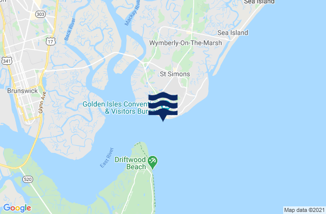 Mappa delle Getijden in St.simons Island, United States