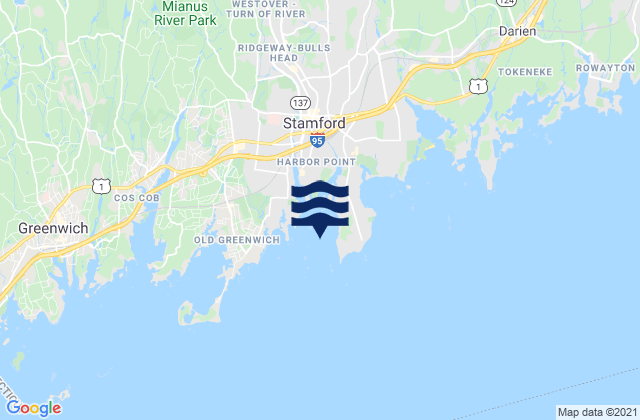 Mappa delle Getijden in Stamford Harbor, United States