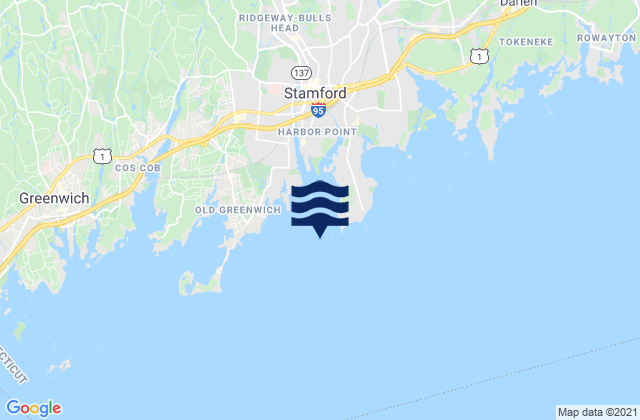 Mappa delle Getijden in Stamford Harbor entrance, United States