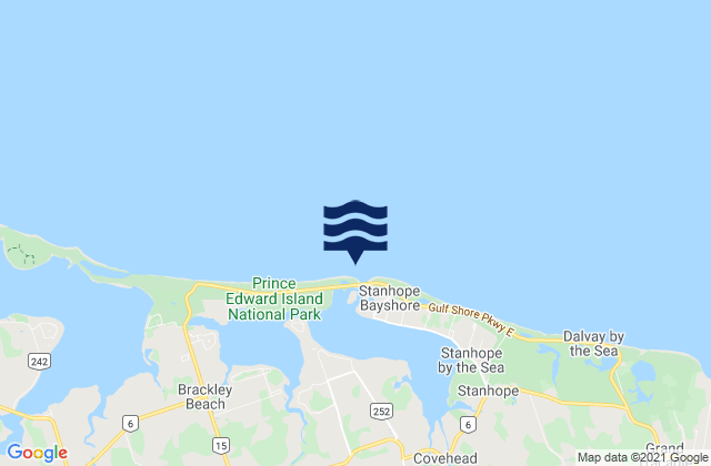Mappa delle Getijden in Stanhope Beach, Canada