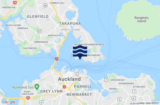 Mappa delle Getijden in Stanley Bay, New Zealand