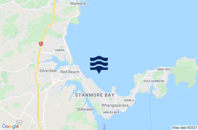 Mappa delle Getijden in Stanmore Bay, New Zealand
