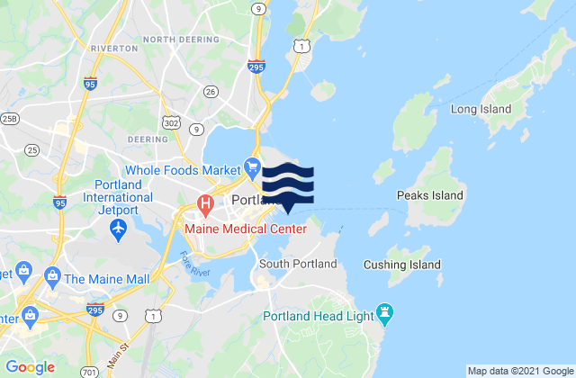 Mappa delle Getijden in State Pier Portland Harbor, United States