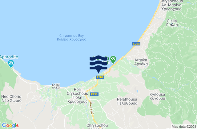 Mappa delle Getijden in Stení, Cyprus