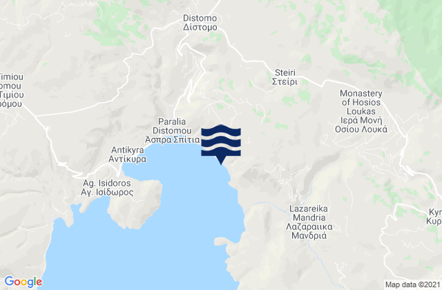 Mappa delle Getijden in Steíri, Greece