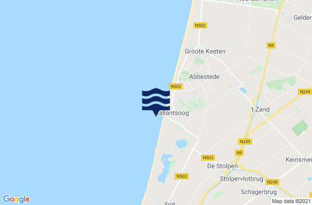 Mappa delle Getijden in Strandslag Callantsoog, Netherlands