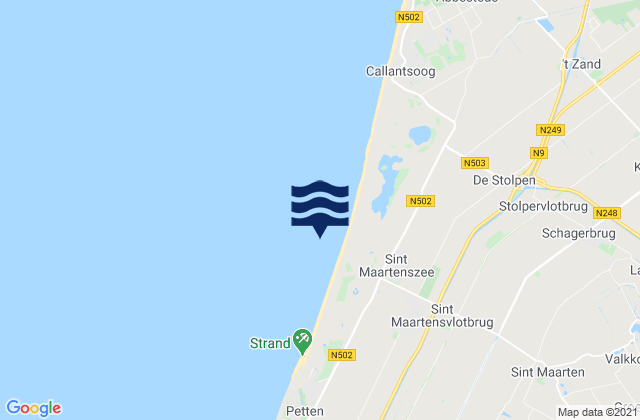 Mappa delle Getijden in Strandslag Sint Maartenszee, Netherlands