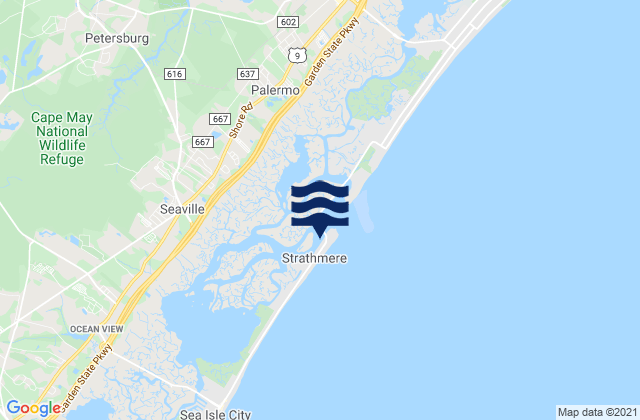 Mappa delle Getijden in Strathmere (Strathmere Bay), United States