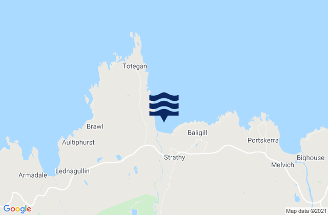 Mappa delle Getijden in Strathy Bay Beach, United Kingdom