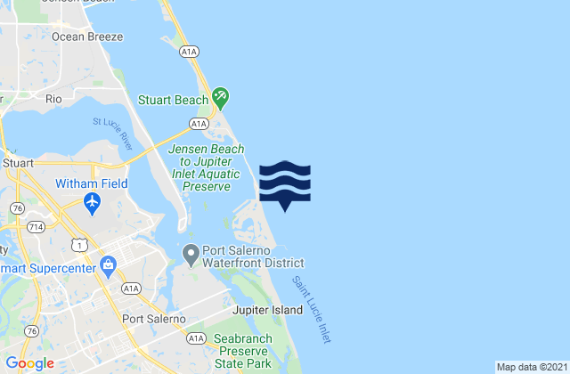 Mappa delle Getijden in Stuart Beach, United States