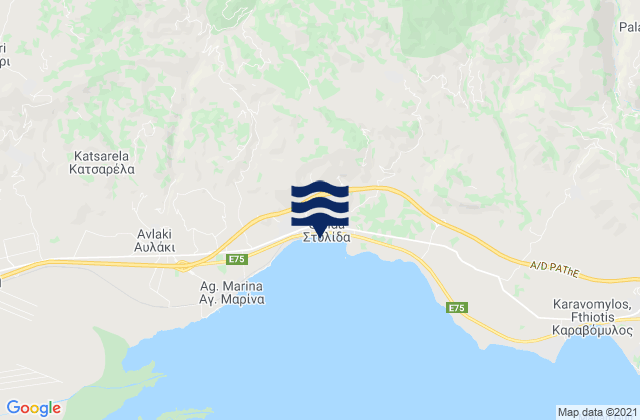 Mappa delle Getijden in Stylída, Greece