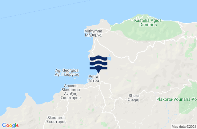 Mappa delle Getijden in Stýpsi, Greece