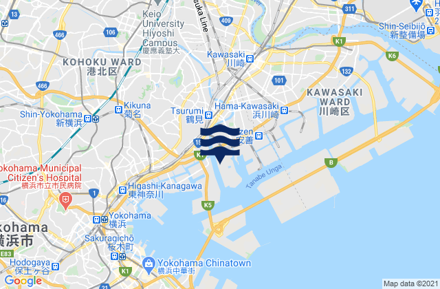 Mappa delle Getijden in Suehiro (Turumi), Japan