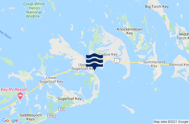 Mappa delle Getijden in Sugarloaf Key (Pirates Cove), United States