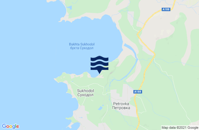 Mappa delle Getijden in Sukhodol Bay Ussuri Bay, Russia