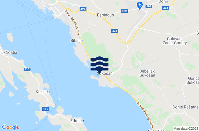 Mappa delle Getijden in Sukošan, Croatia