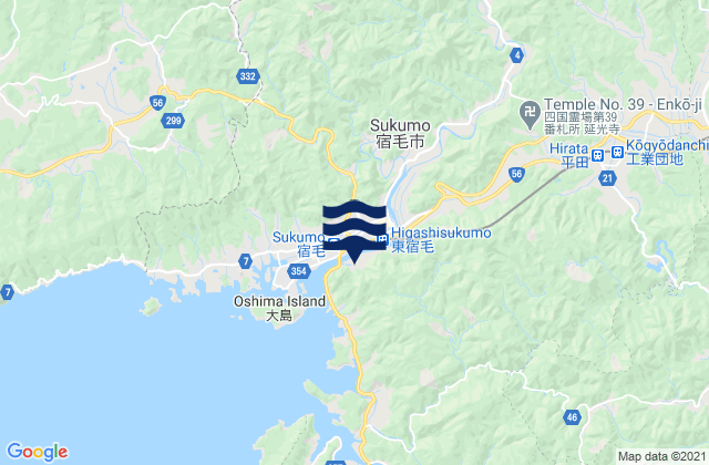 Mappa delle Getijden in Sukumo, Japan