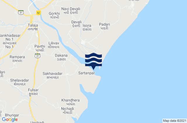 Mappa delle Getijden in Sultanpur, India