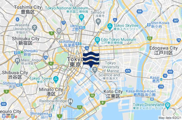 Mappa delle Getijden in Sumida-ku, Japan