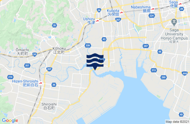 Mappa delle Getijden in Suminoe, Japan