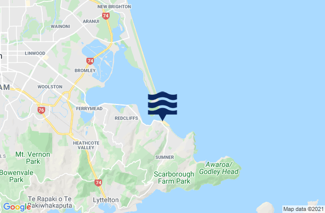 Mappa delle Getijden in Sumner Bay, New Zealand