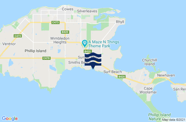 Mappa delle Getijden in Sunderland Bay, Australia