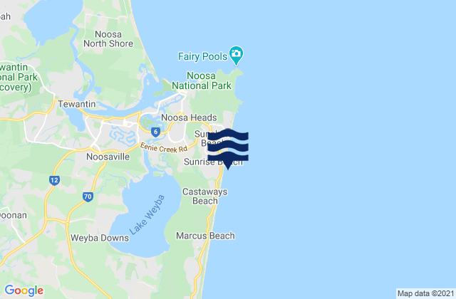 Mappa delle Getijden in Sunrise Beach, Australia
