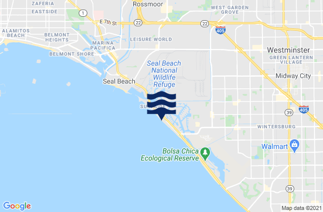 Mappa delle Getijden in Sunset Beach, United States