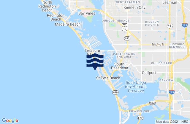 Mappa delle Getijden in Sunset Beach, United States
