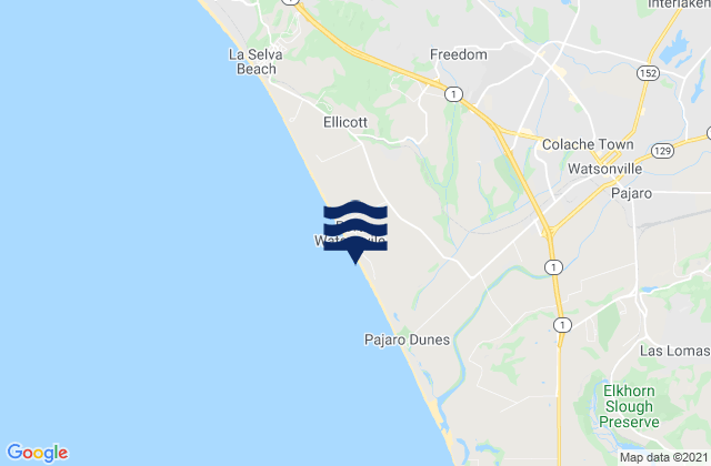Mappa delle Getijden in Sunset State Beach, United States