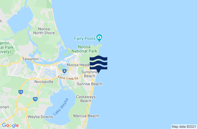 Mappa delle Getijden in Sunshine Beach, Australia