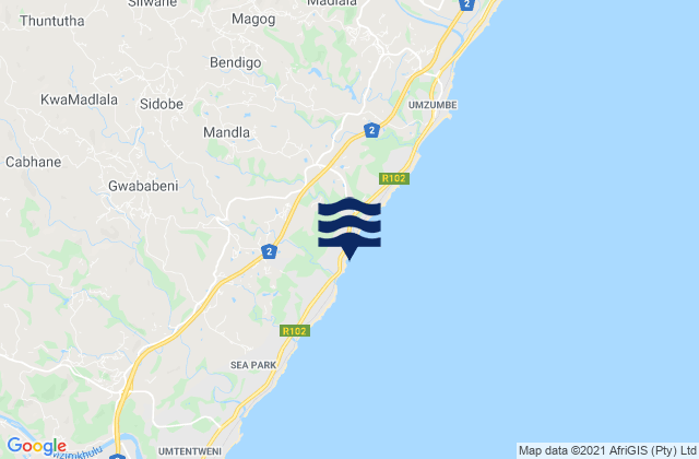 Mappa delle Getijden in Sunwich Port, South Africa