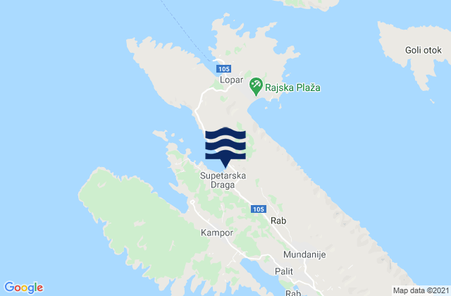 Mappa delle Getijden in Supetarska Draga, Croatia