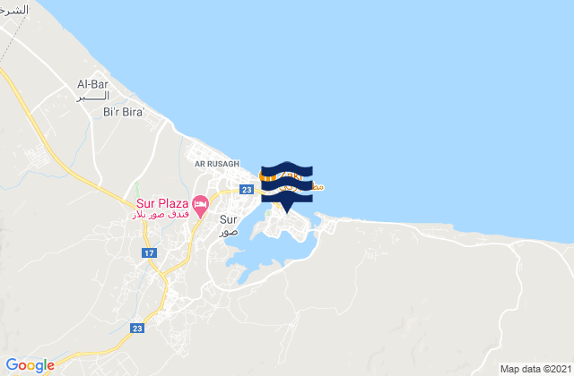 Mappa delle Getijden in Sur, Oman