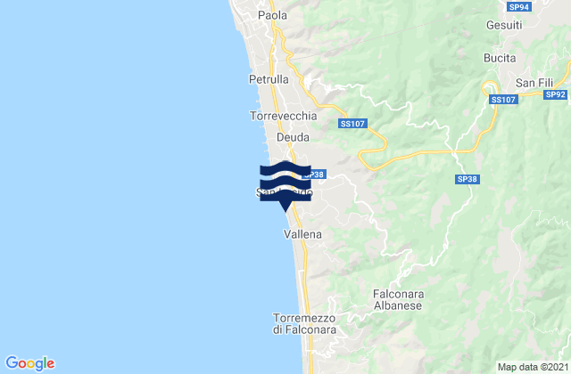 Mappa delle Getijden in Surdo, Italy