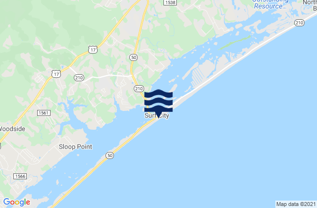 Mappa delle Getijden in Surf City, United States