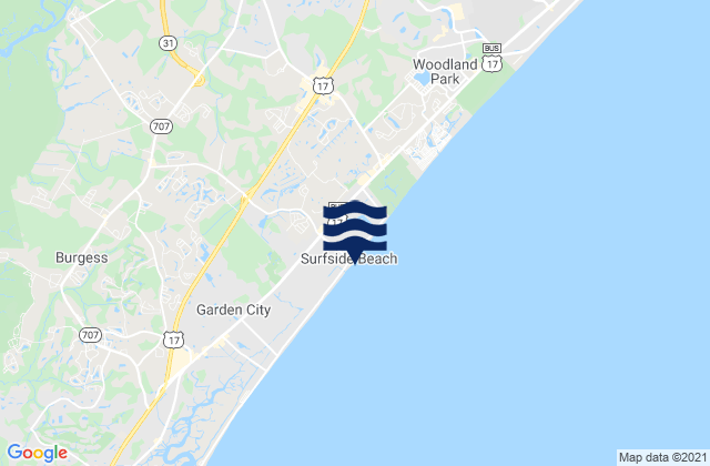 Mappa delle Getijden in Surfside Beach, United States