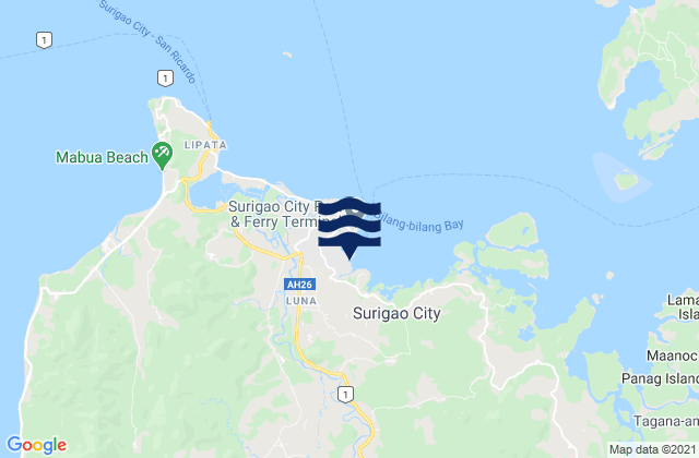 Mappa delle Getijden in Surigao City, Philippines