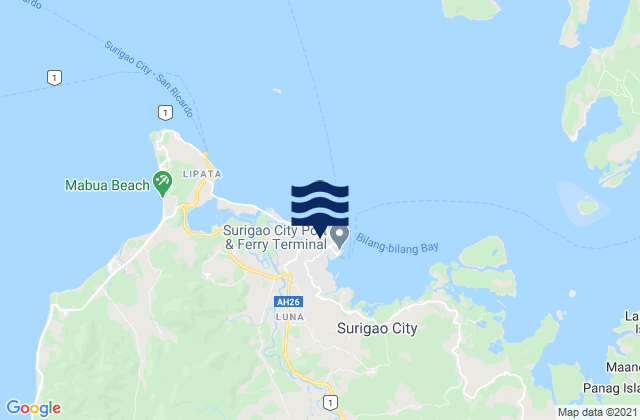 Mappa delle Getijden in Surigao, Philippines