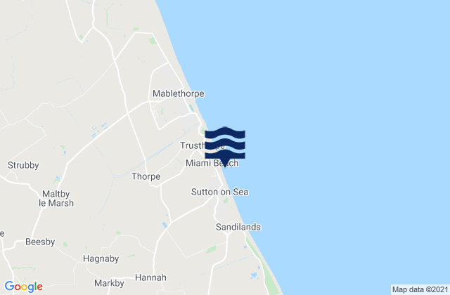 Mappa delle Getijden in Sutton-on-Sea Beach, United Kingdom