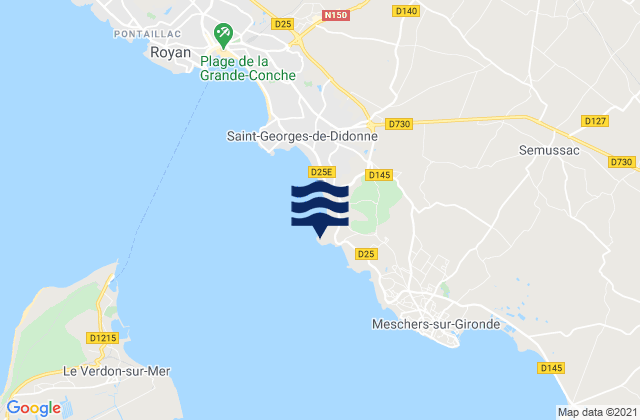 Mappa delle Getijden in Suzac, France
