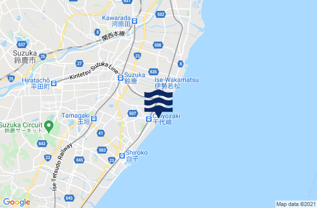 Mappa delle Getijden in Suzuka-shi, Japan