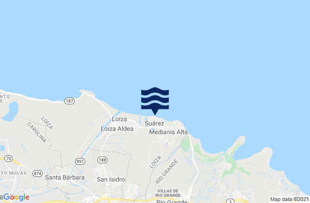 Mappa delle Getijden in Suárez, Puerto Rico