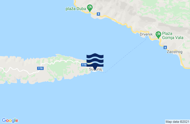Mappa delle Getijden in Sućuraj, Croatia